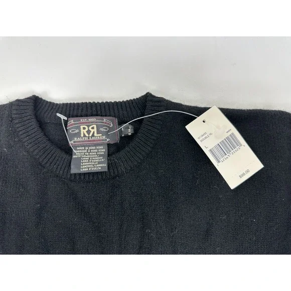 Ralph Lauren RRL lambswool Sweater V-Neck Men's L Black Double RL